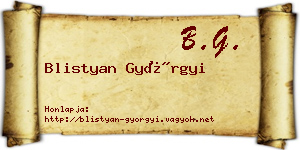 Blistyan Györgyi névjegykártya